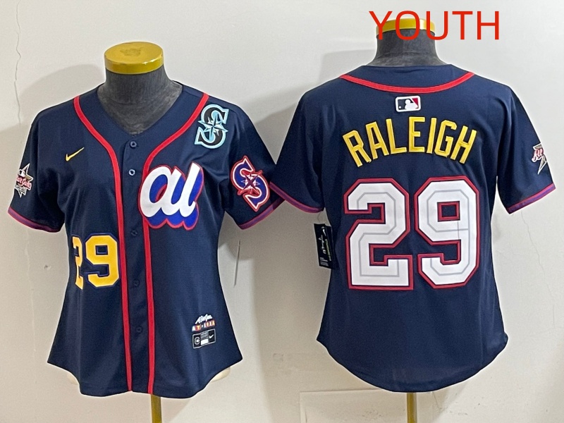 Youth 2025 Seattle Mariners #29 Raleigh dark Blue All star Nike MLB Jersey style 003->youth mlb jersey->Youth Jersey